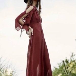 Free People Cold Shoulder Maxi Dress Copper